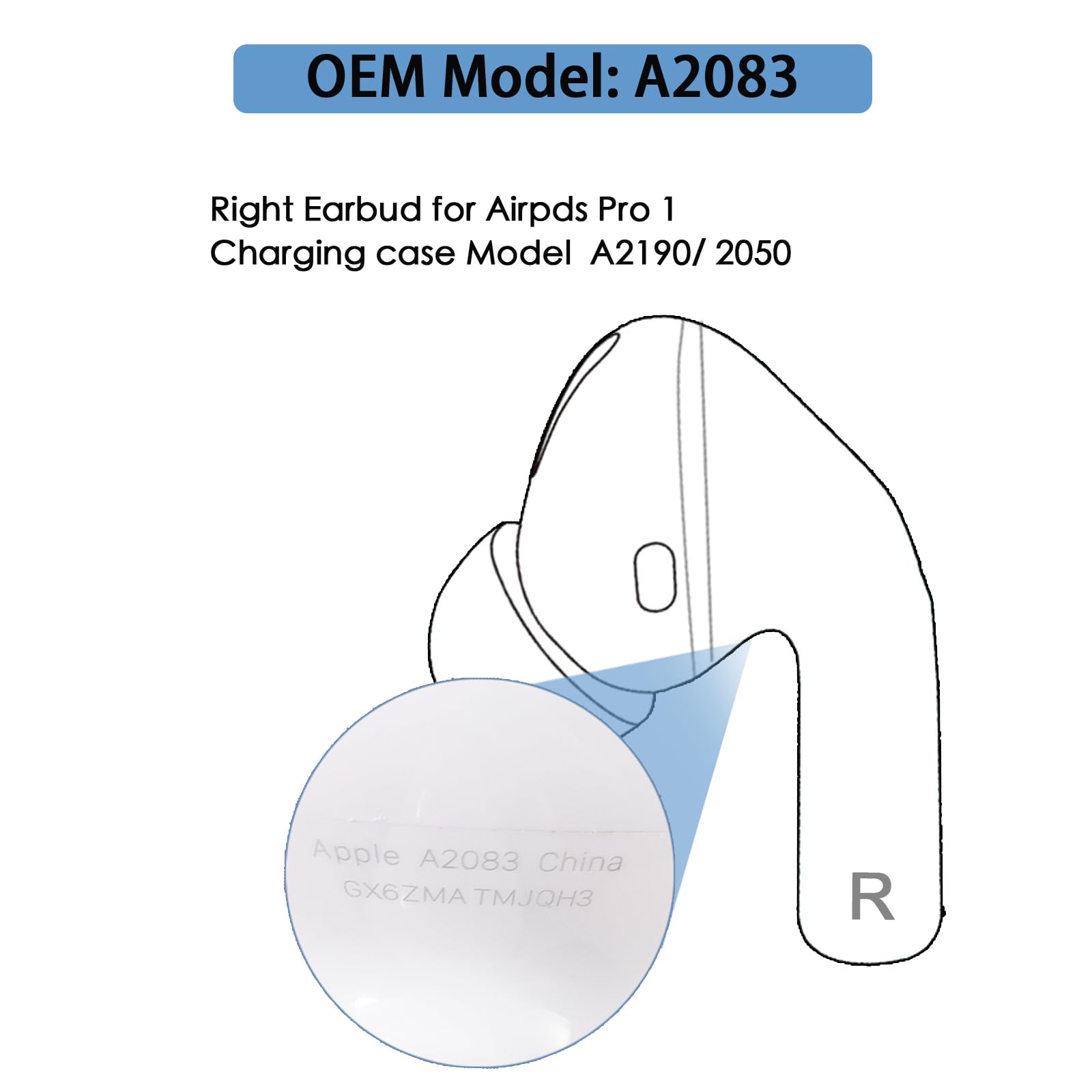 Amazon | A2084 交換用 Apple Airpods Pro 第1世代イヤホン、OEM iPod
